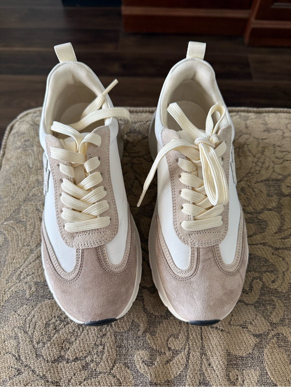 Tory Burch Beige and Cream Suede-Trim Sneakers - Picture 2 of 2